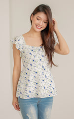 Camellia Button Down Nursing Top in Blue