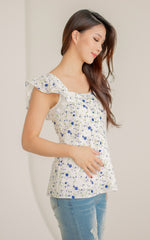 Camellia Button Down Nursing Top in Blue