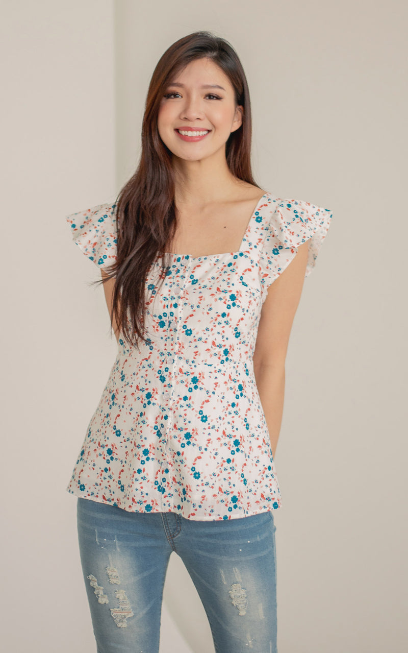 Camellia Button Down Nursing Top in Red