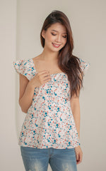 Camellia Button Down Nursing Top in Red