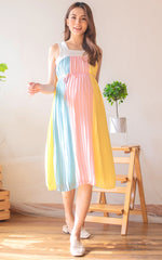 Carrie Contrasted Pleated Nursing Dress