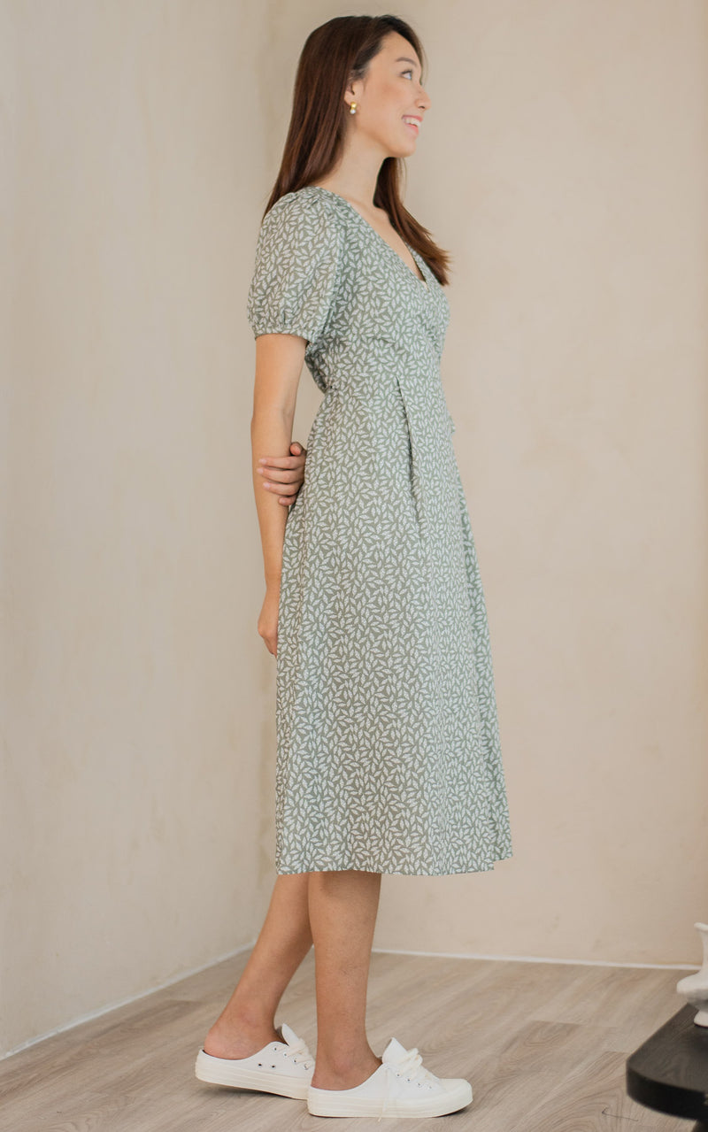 Emilia Printed Nursing Dress in Green