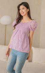Emiline Smocked Nursing Top in Lavender