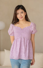 Emiline Smocked Nursing Top in Lavender