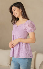 Emiline Smocked Nursing Top in Lavender