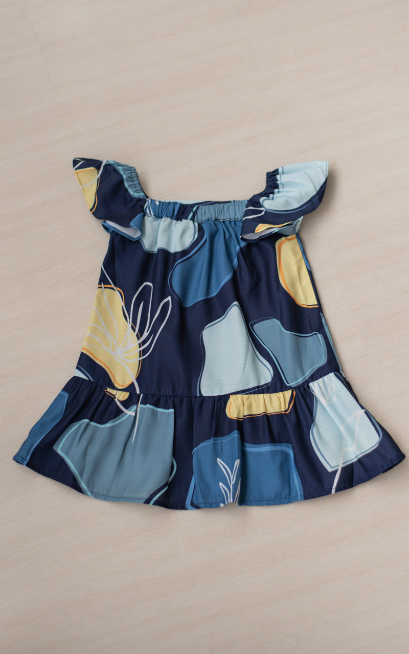 Fleur Printed Ruffle Sleeve Girl's Dress