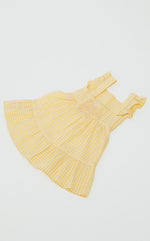 Charlotte Gingham Girls Dress in Pale Yellow