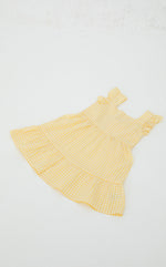 Charlotte Gingham Girls Dress in Pale Yellow