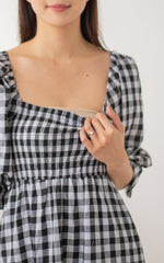 Isabella Checkered Nursing Dress in Black