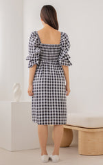 Isabella Checkered Nursing Dress in Black