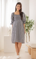 Isabella Checkered Nursing Dress in Black