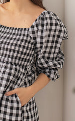 Isabella Checkered Nursing Dress in Black