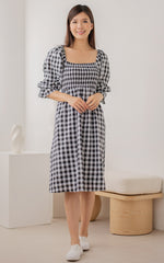 Isabella Checkered Nursing Dress in Black