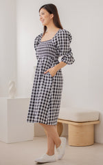 Isabella Checkered Nursing Dress in Black