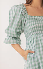 Isabella Checkered Nursing Dress in Green