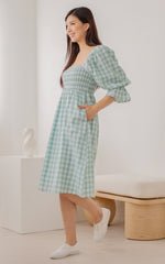 Isabella Checkered Nursing Dress in Green