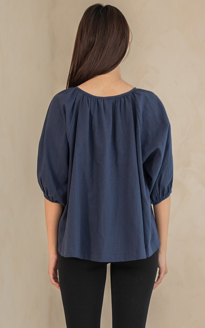 Ivy Relaxed Nursing Top in Navy