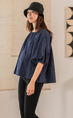 Ivy Relaxed Nursing Top in Navy