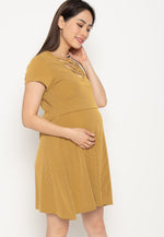 Ambar Crisscross Nursing Dress in Yellow  by Jump Eat Cry - Maternity and nursing wear