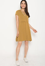 Ambar Crisscross Nursing Dress in Yellow  by Jump Eat Cry - Maternity and nursing wear
