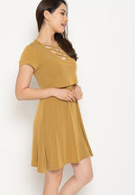 Ambar Crisscross Nursing Dress in Yellow  by Jump Eat Cry - Maternity and nursing wear