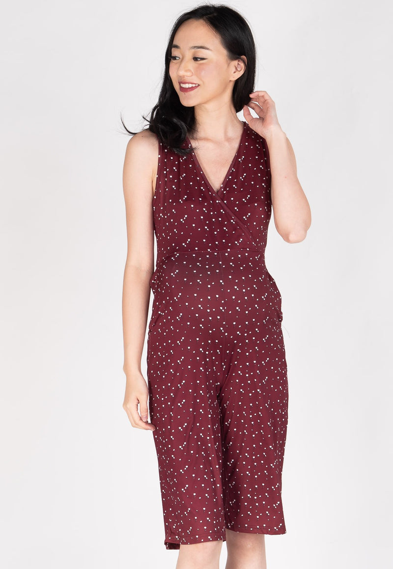 Floral 3/4 Nursing Jumpsuit  by Jump Eat Cry - Maternity and nursing wear