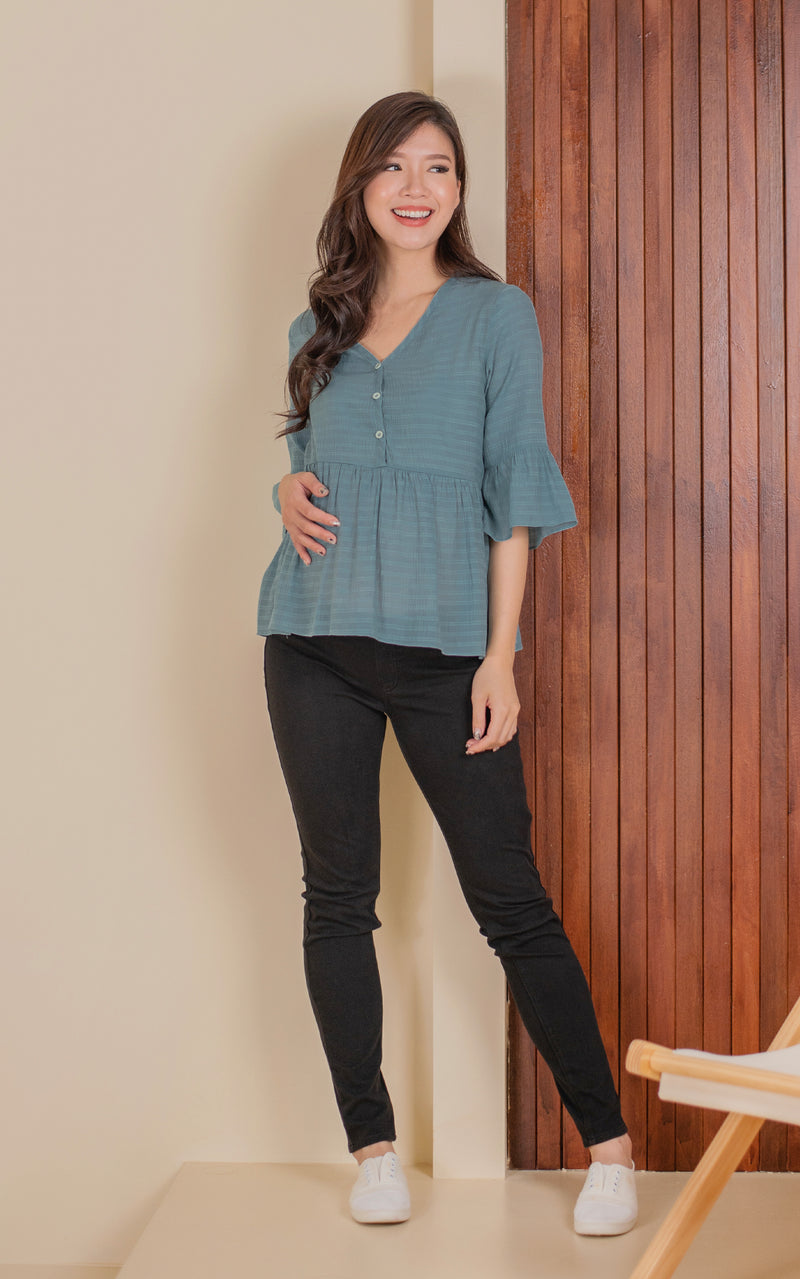 Tory Babydoll Nursing Top in Green