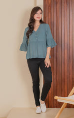Tory Babydoll Nursing Top in Green