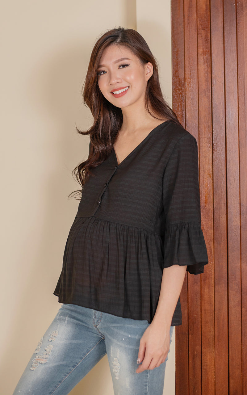 Tory Babydoll Nursing Top in Black