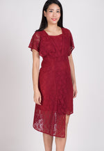SALE Red Lace Hi Low Hem Nursing Dress  by Jump Eat Cry - Maternity and nursing wear