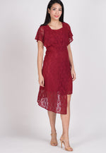 SALE Red Lace Hi Low Hem Nursing Dress  by Jump Eat Cry - Maternity and nursing wear