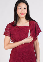 SALE Red Lace Hi Low Hem Nursing Dress  by Jump Eat Cry - Maternity and nursing wear