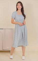 Fleurette Side Slit Nursing Dress in Blue