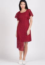 SALE Red Lace Hi Low Hem Nursing Dress  by Jump Eat Cry - Maternity and nursing wear