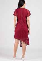 SALE Red Lace Hi Low Hem Nursing Dress  by Jump Eat Cry - Maternity and nursing wear