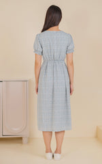 Fleurette Side Slit Nursing Dress in Blue