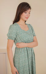 Fleurette Side Slit Nursing Dress in Green