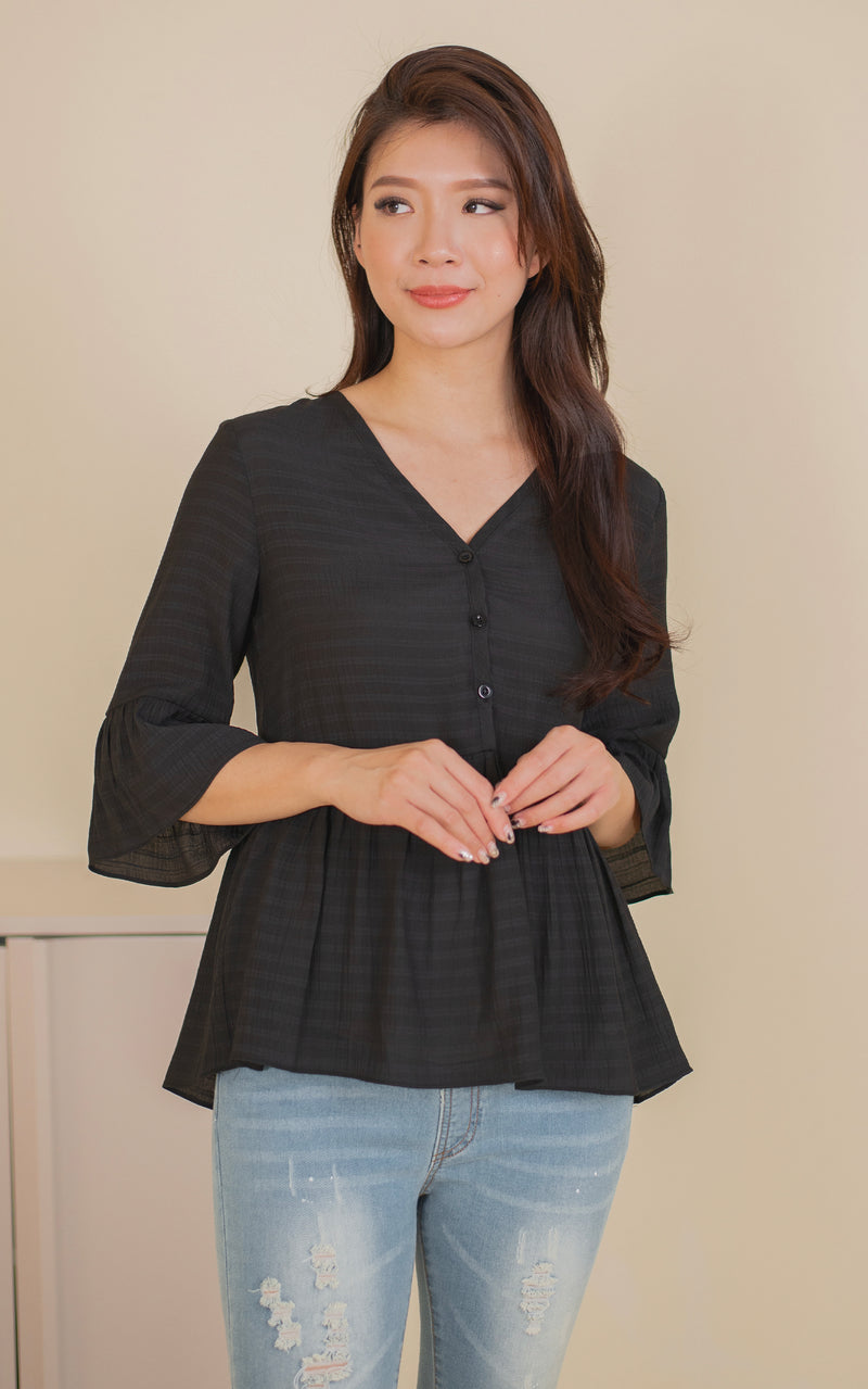 Tory Babydoll Nursing Top in Black