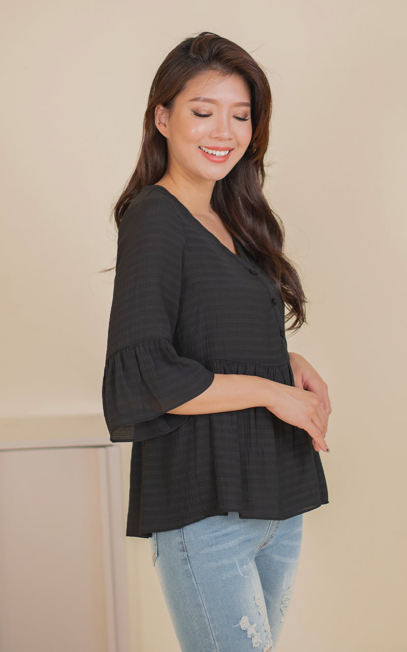 Tory Babydoll Nursing Top in Black
