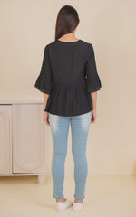 Tory Babydoll Nursing Top in Black