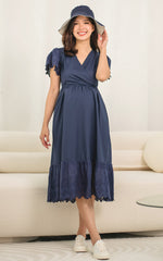 Anna Flutter Nursing Dress in Midnight Blue