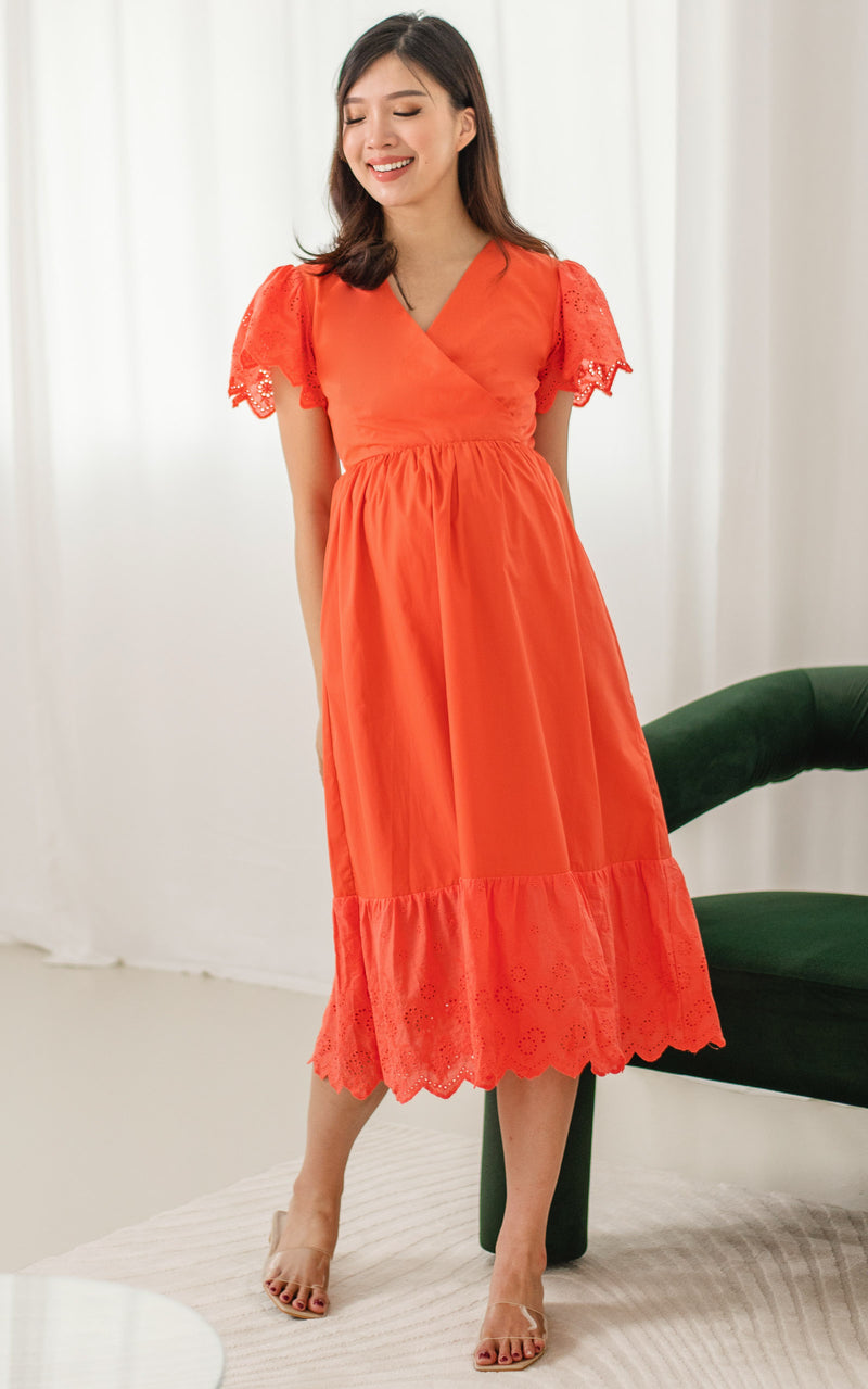 Anna Flutter Nursing Dress in Orange