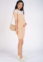 Elodie Ribbed Nursing Dress in Yellow  by Jump Eat Cry - Maternity and nursing wear