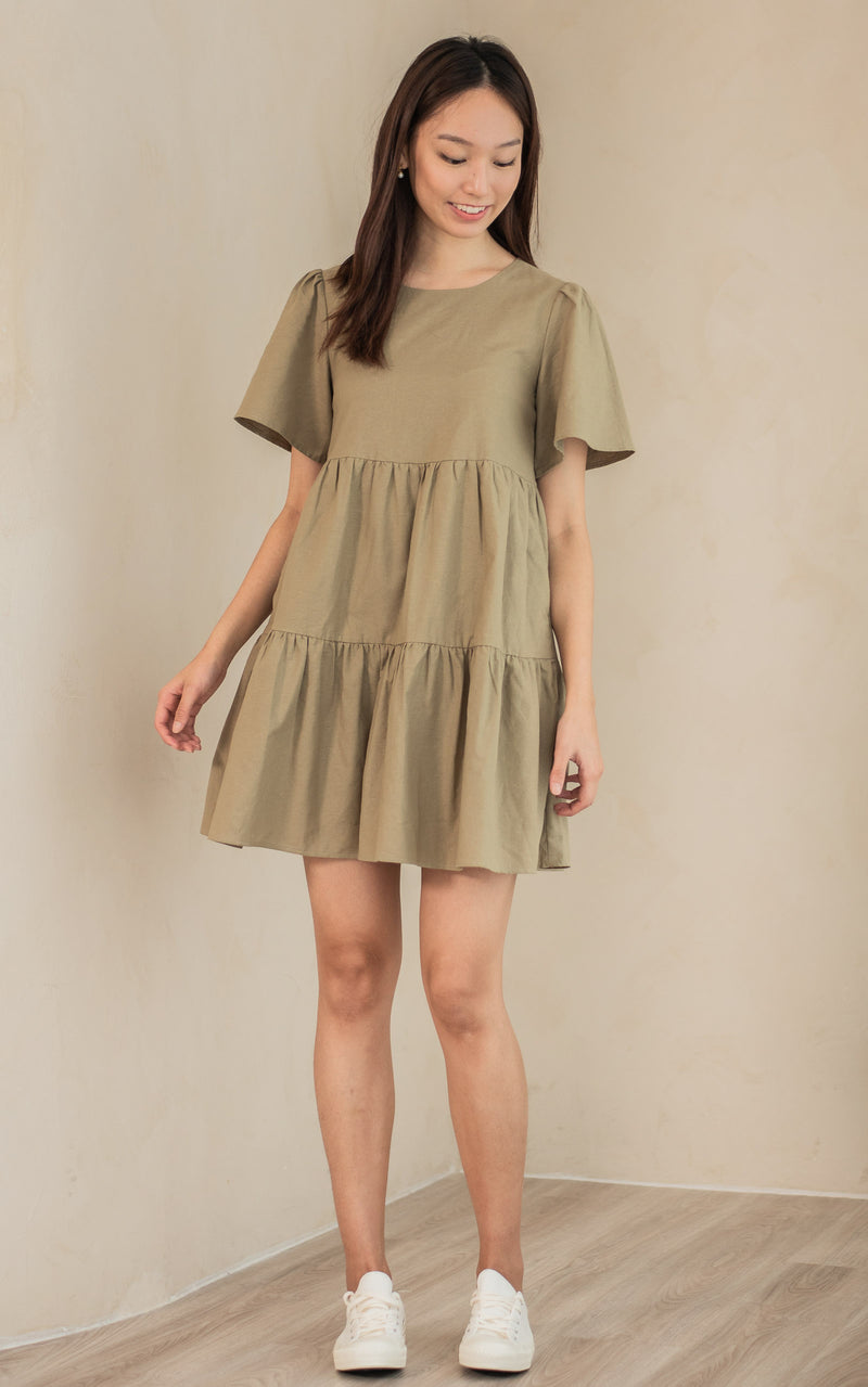 Maya Nursing Dress in Olive Green