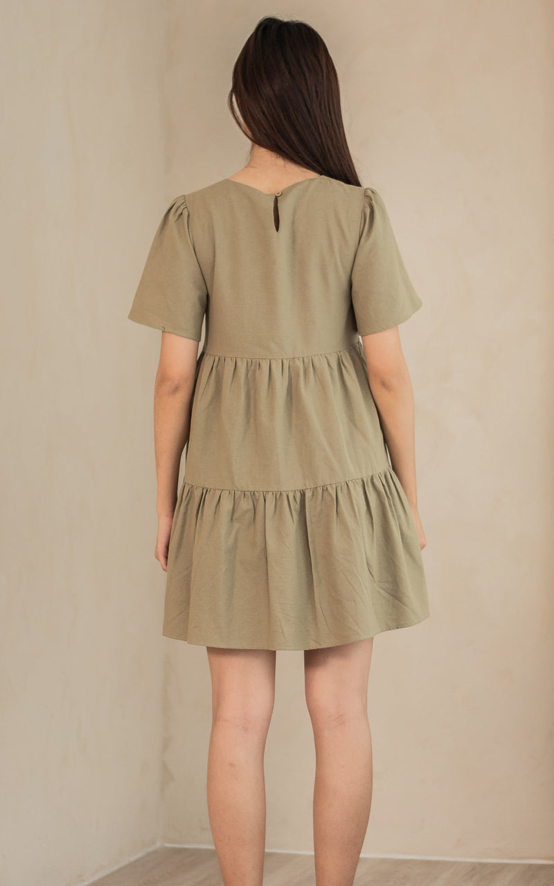Maya Nursing Dress in Olive Green