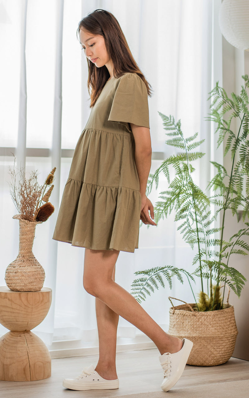 Maya Nursing Dress in Olive Green