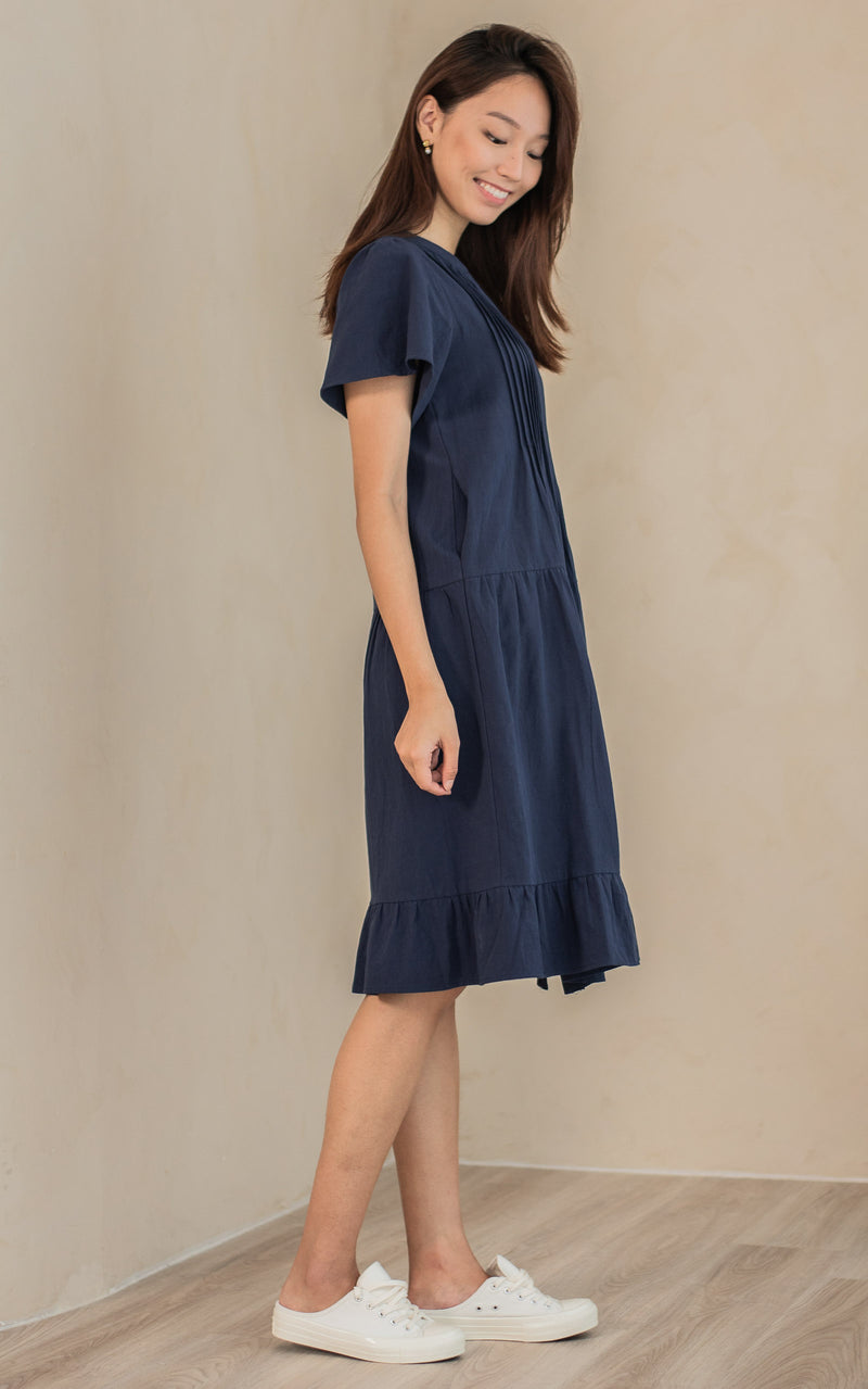 Naomi Nursing Dress in Navy