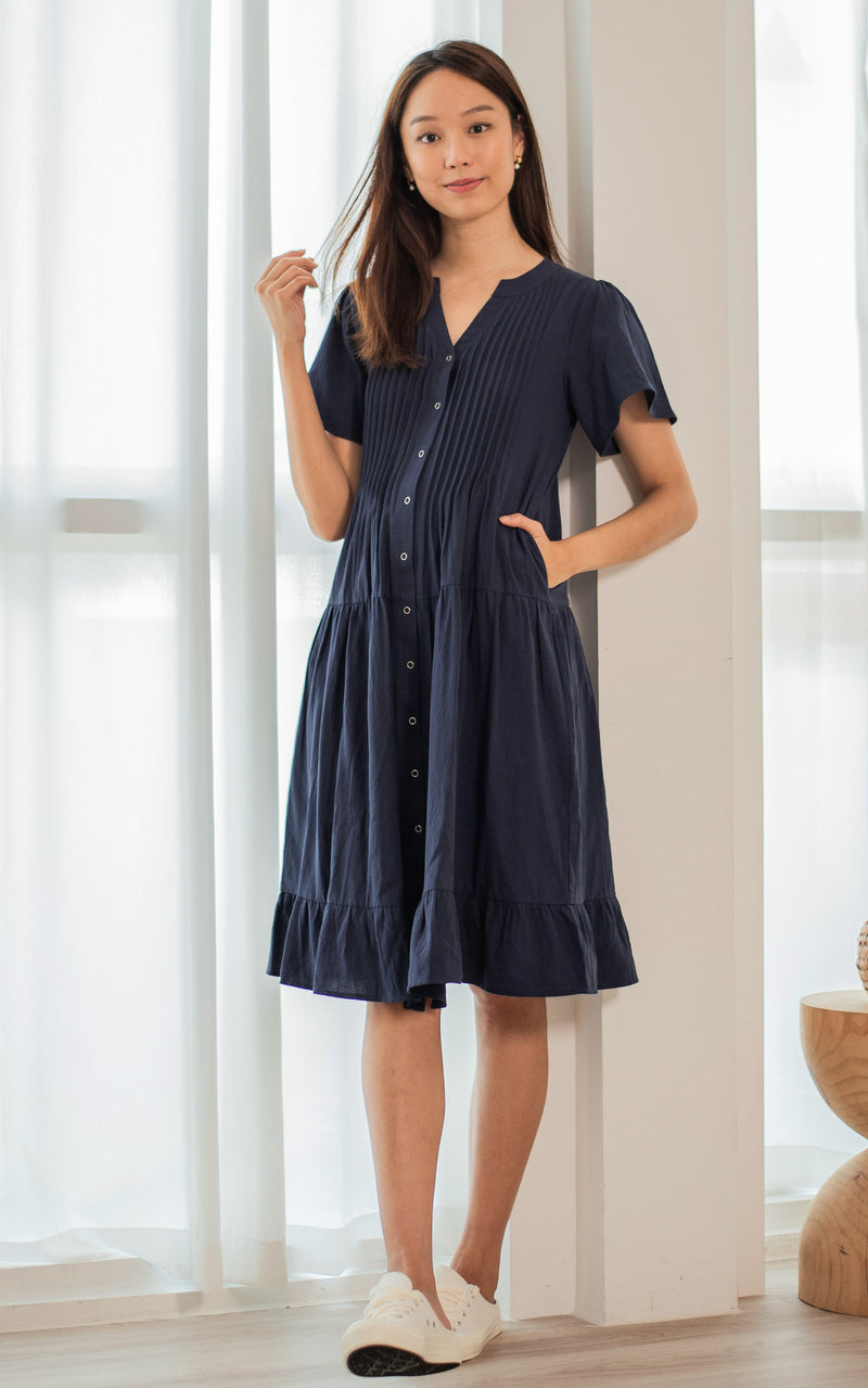 Naomi Nursing Dress in Navy