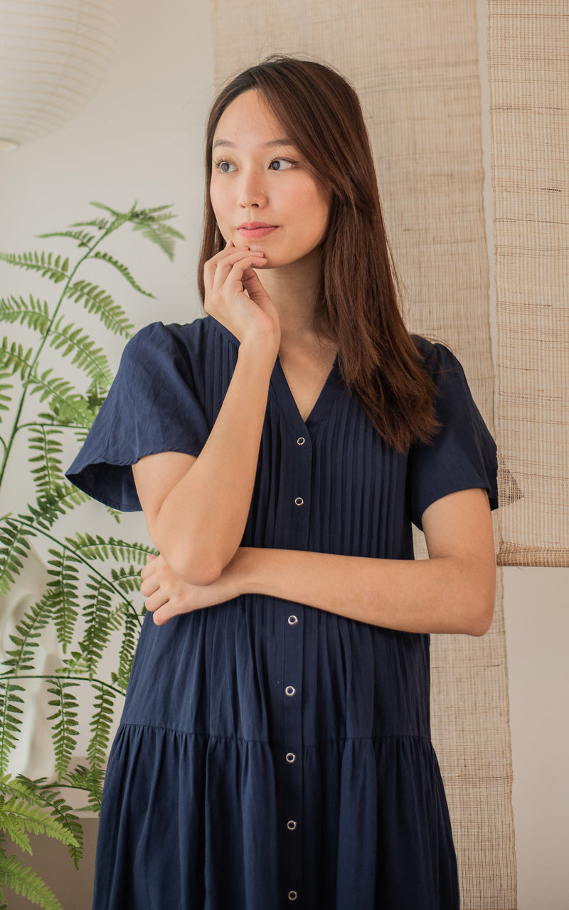 Naomi Nursing Dress in Navy