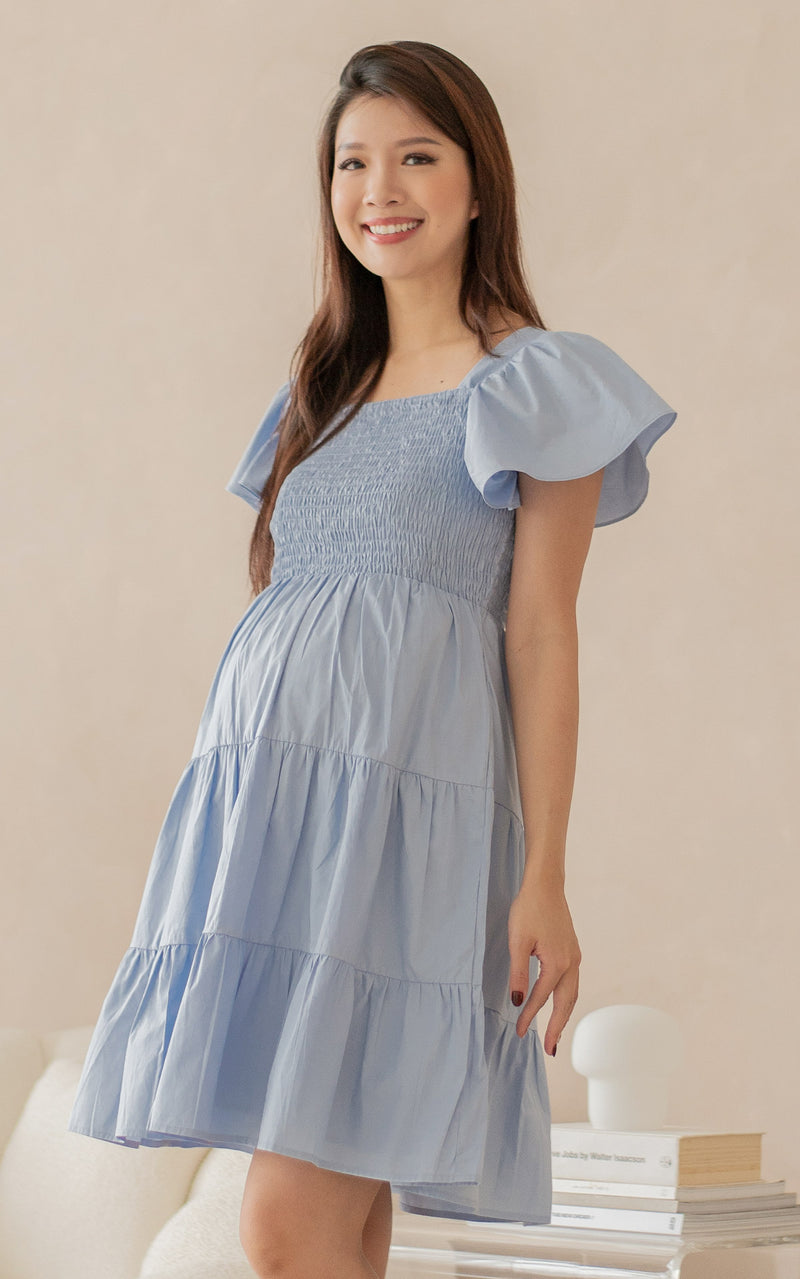 Natalia Ruffle Sleeve Tiered Nursing Dress